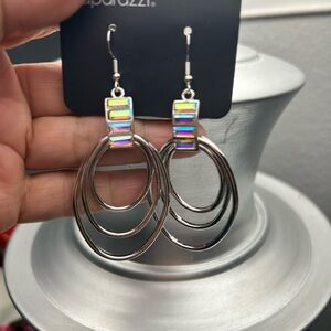 Paparazzi Silver Iridescent Hoop Earrings